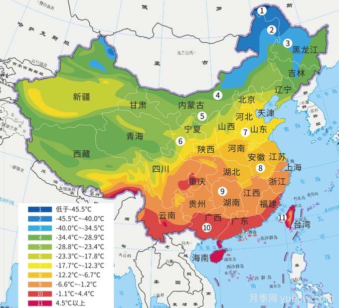 中國耐寒區(qū)位圖，養(yǎng)護月季對號入座(圖1)